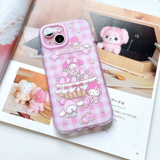 Japanese Cartoon Sanrio Strawberry Baby Hello Kitty My Melody Cinnamoroll - iPhone Case 13 14 15 16 Pro Promax KawaiiGiftLand