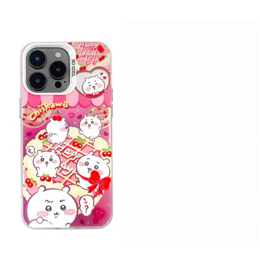 日本の漫画 ちいかわ スイーツと楽しい日 レーザーケース | ちいかわ ハチワレ うさぎ - スマホケース Samsung Galaxy S26 S25 S24 S23 S22 S21 FE Ultra Edge
