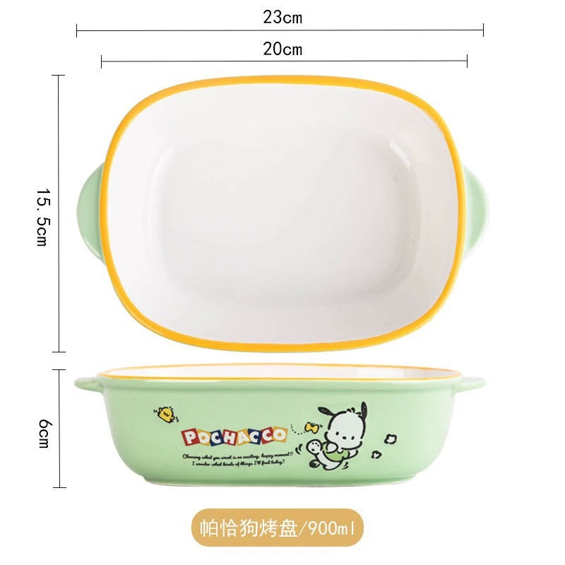 Sanrio Ceramic Tableware Big Bowl Plate | Hello Kitty My Melody Kuromi Cinnamoroll Pompompurin Pochacco - can Oven use Baking Pan Dinner plate KawaiiGiftLand