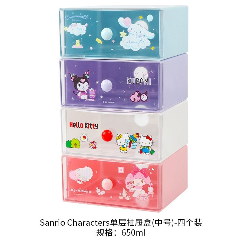 Miniso Sanrio Hello Kitty My Melody Kuromi Cinnamoroll Single Storage Drawer Desk Helper KawaiiGiftLand
