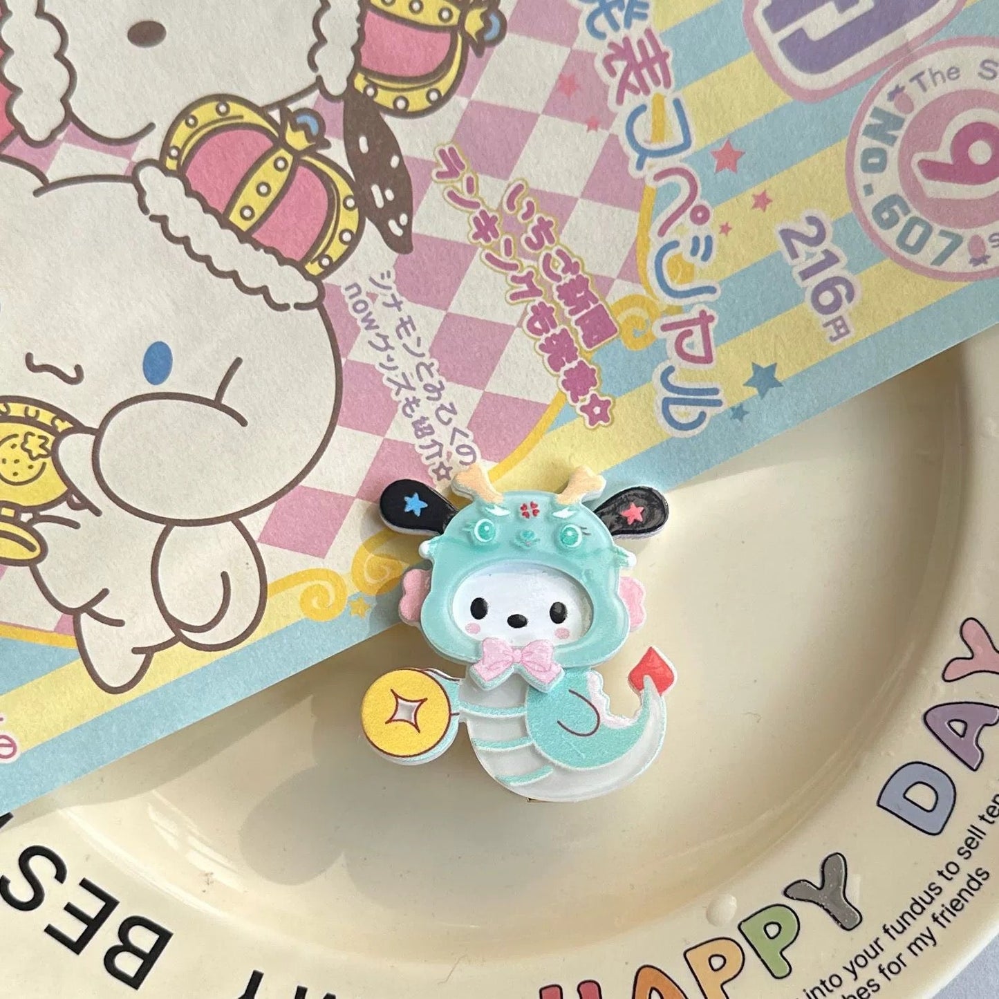 Free Gift : Sanrio Dragon Acrylic Hair Clip | Hello Kitty My Melody Kuromi Cinnamoroll Pompompurin Pochacoo - Custom Made Child Gift Kawaii items KawaiiGiftLand