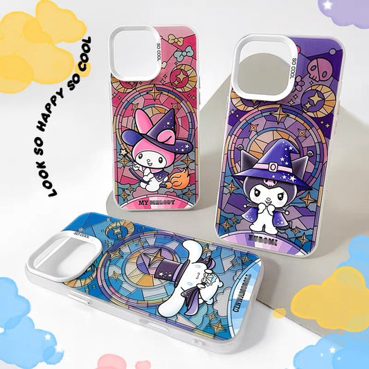 Japanese Cartoon Sanrio Magic Witch Laser Case | Hello Kitty My Melody Kuromi Cinnamoroll Pompompurin Hangydon Bad Badtz Maru 7 Styles - Phone Case Samsung Galaxy S26 S25 S24 S23 S22 S21 FE Ultra Edge