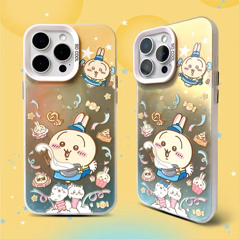 Japanese Cartoon ChiiKawa Cafe Waiter Laser Case | ChiiKawa Hachiware Usagi Momonga - Phone Case Samsung Galaxy S26 S25 S24 S23 S22 S21 FE Ultra Edge