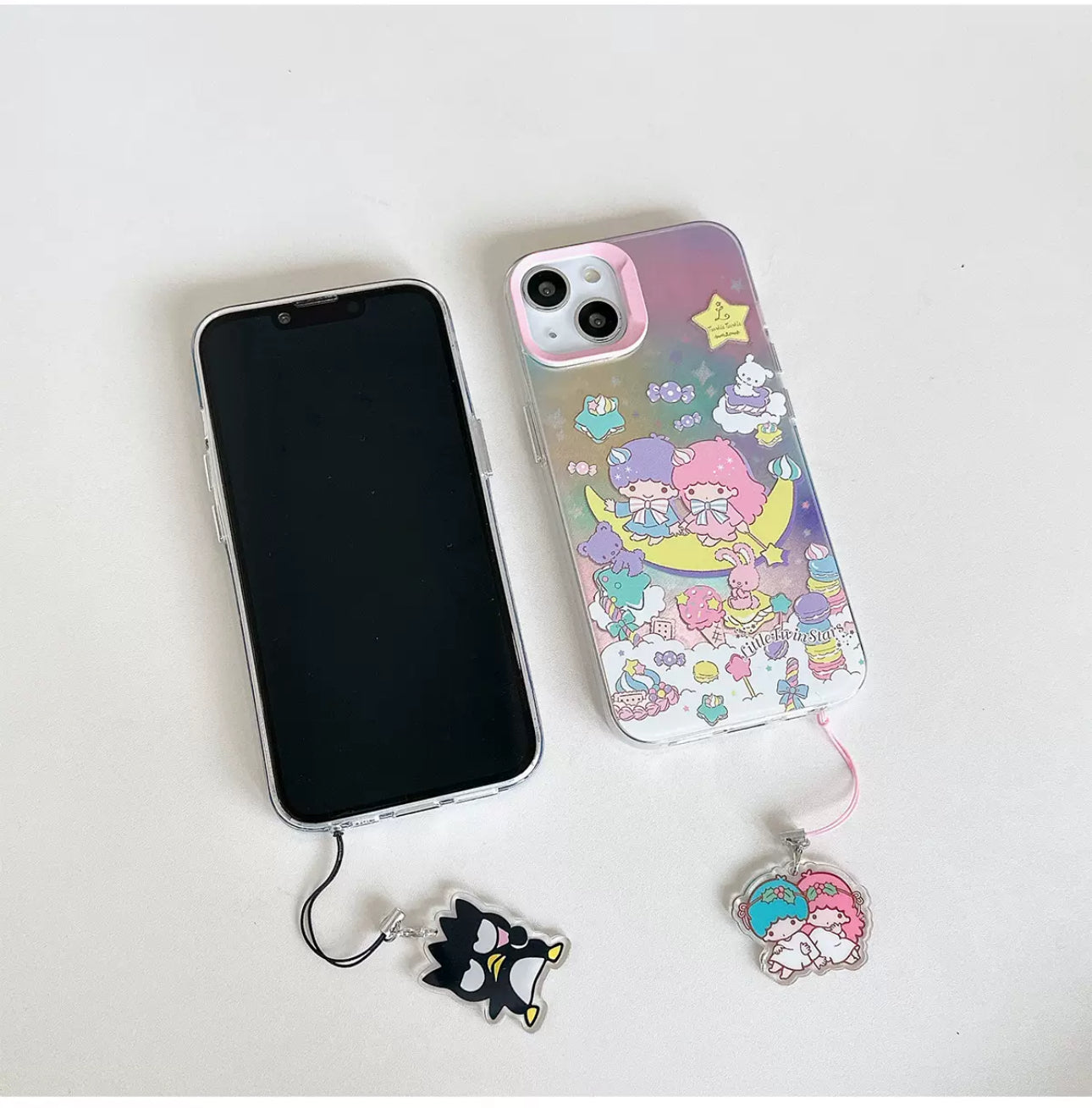 Japanese Cartoon iPhone Case with Strap | Laser Bad Badtz Maru XO Little Twin Stars - iPhone CasePhone Case 7 8 PLUS SE2 XS XR X 11 12 13 14 15 16 Pro Promax 12mini 13mini KawaiiGiftLand
