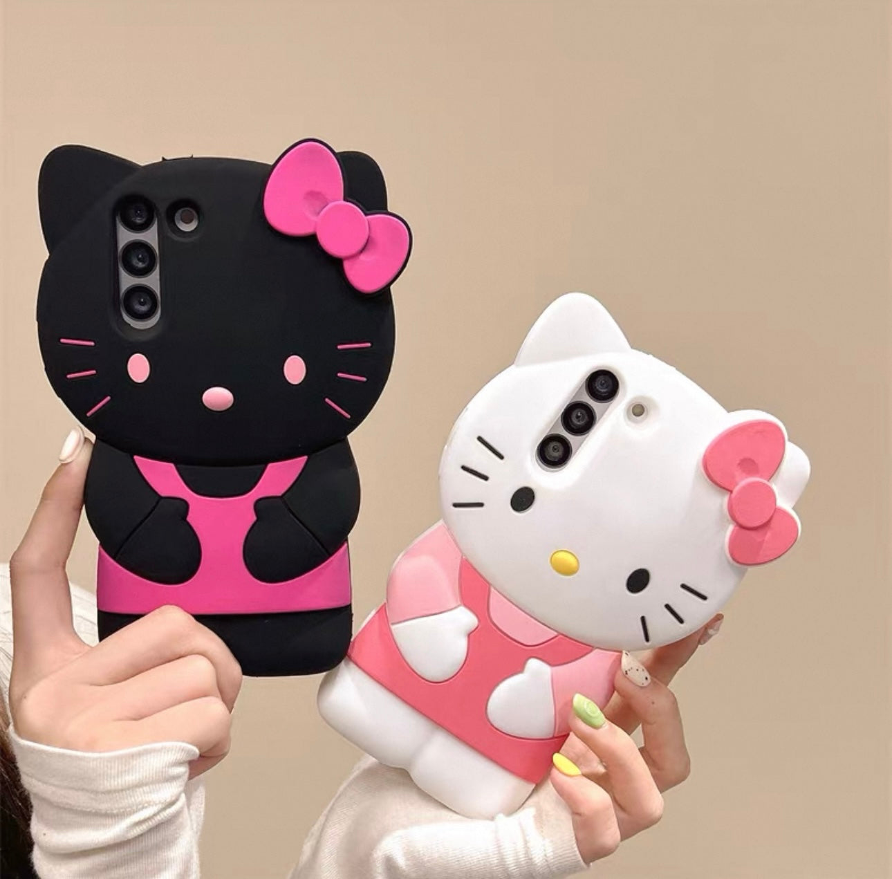 Japanese Cartoon Silicone Phone Case | Hello Kitty White & Black - Pho Japanese Cartoon Silicone Phone Case | Hello Kitty White & Black - Pho