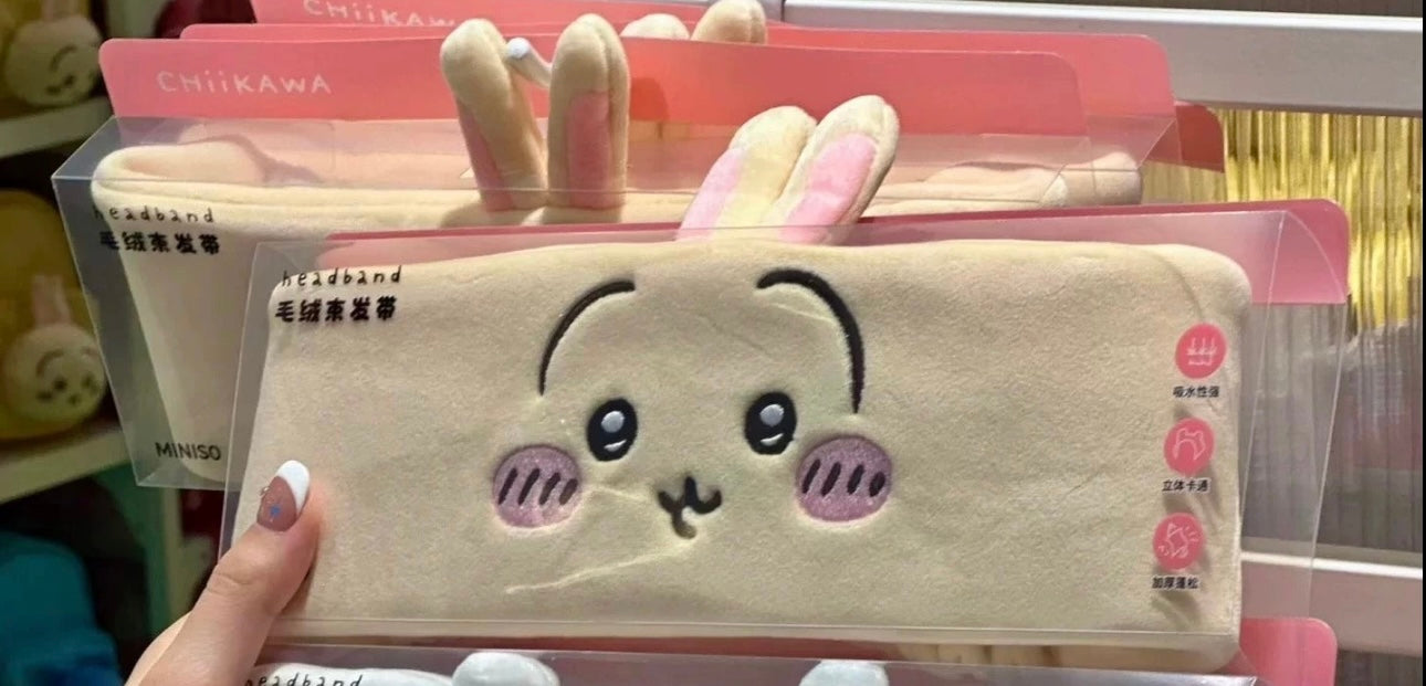 ChiiKawa X Miniso | ChiiKawa Hachiware Usagi Face Headband - Kawaii Make Up Washing Face Item Decoration KawaiiGiftLand