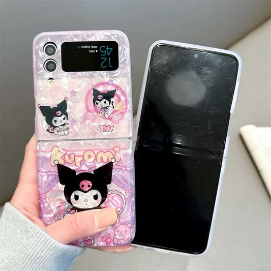 Japanese Cartoon | Pearl Kuromi - Phone Case Samsung Galaxy Z Flip 3 4 5 W23 Filp