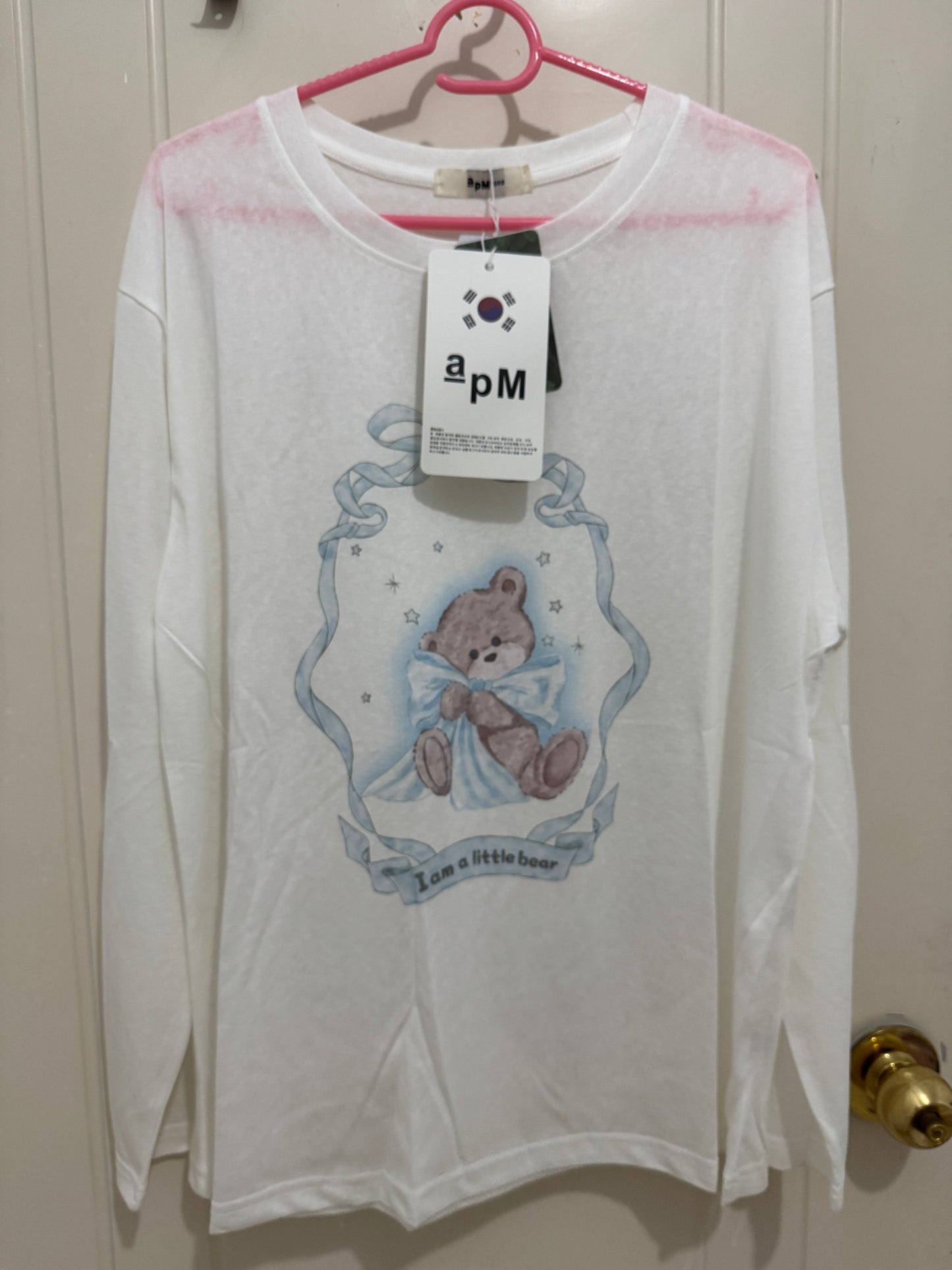 Korean Fashion Cute Animal Style Long-sleeved Sun Protection T-Shirt Series | Ribbon Teddy Bear - Kawaii Fashion Items