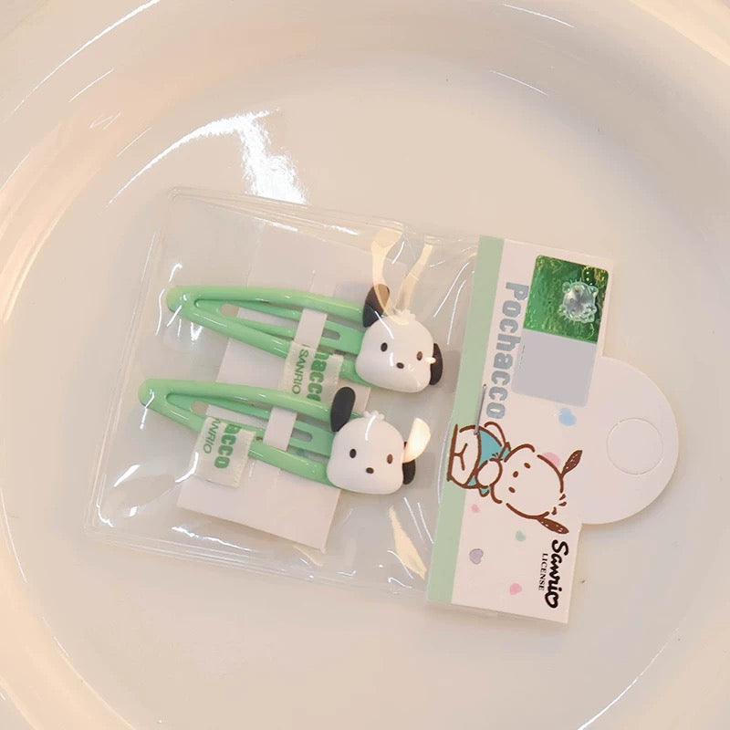 Sanrio Big Head Hair Clip 2 pcs Set | Hello Kitty My Melody Kuromi Cinnamoroll Pochacco KawaiiGiftLand