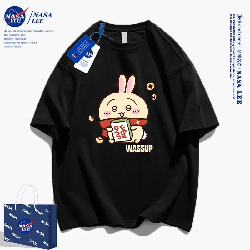 Japanese Cartoon ChiiKawa Casual Style T-Shirt Series | Usagi Get Rich - Kawaii Fashion Items
