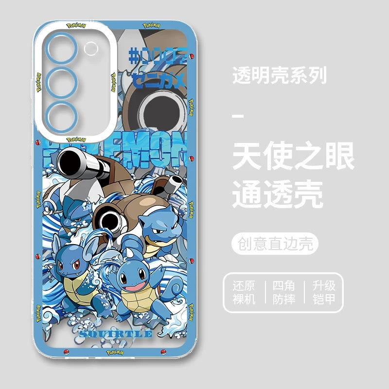 Japan Cartoon Pokemon Evolution Drawing Version | Pikachu Gengar Squartle - Phone Case Samsung Galaxy S26 S25 S24 S23 S22 S21 FE Ultra Edge
