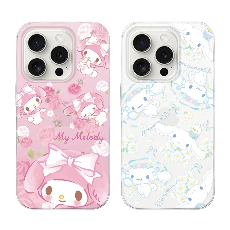 Japanese Cartoon Sanrio | Clean Romantic Daisy Garden Cinnamoroll - iPhone Case 13 14 15 Pro Promax KawaiiGiftLand