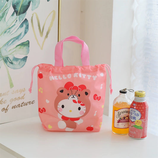 Japanese Cartoon with Friends Tidy Up Bag | Hello Kitty My Melody Kuromi Cinnamoroll Pompompurin Pochacco Little Twin Stars Hangyodon - Little Lunch Bag KawaiiGiftLand