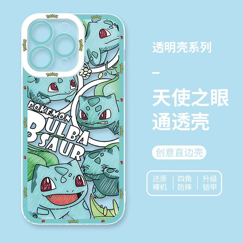 Japan Cartoon Pokemon All Drawing Version | Pikachu Gengar Squirtle Snoriax Psyduck Bulbasaur - iPhone Case PLUS SE2 XS XR X 11 12 13 14 15 16 16e 17 17e Pro Promax 12mini 13mini