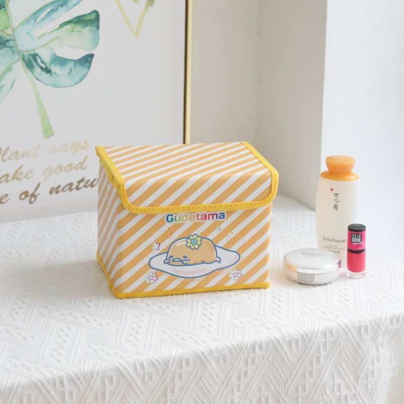 Japanese Cartoon Happy Time Storage Box with Cover | Hello Kitty My Melody Kuromi Little Twin Stars Cinnamoroll Pompompurin Pochacco Keroppi Bad Badtz Maru Tuxedosam Gudetama - Bedroom Girl Gift KawaiiGiftLand