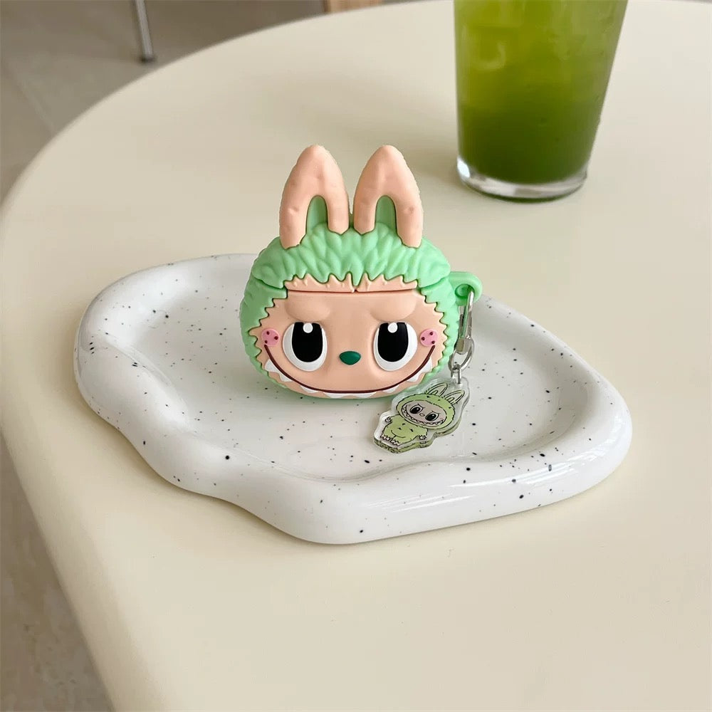Cute Cartoon Silicone Monster with Keychain | Brown Pink Green - AirPods AirPodsPro 2 AirPods3 AirPods4 Case KawaiiGiftLand