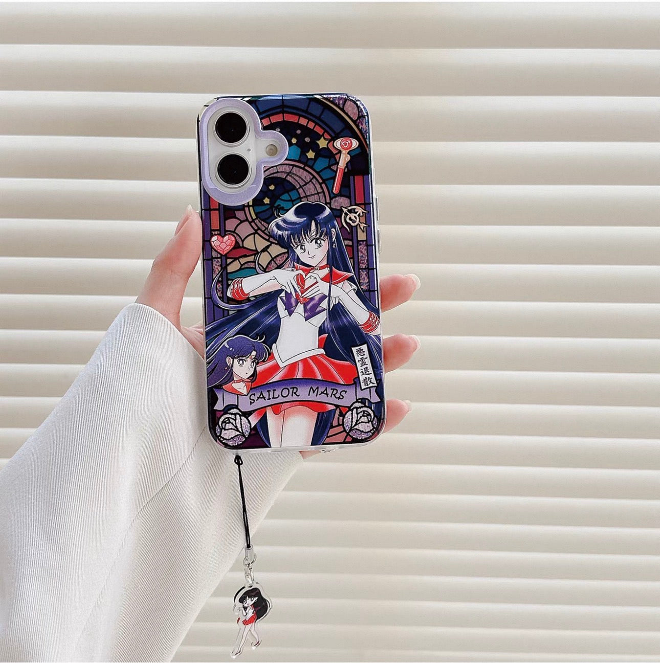Japanese Cartoon Sailor Moon Phone Case with Strap Comic Version | Laser Glass Window Sailor Moon Mercury Mars Jupiter Venus - Phone Case Samsung Galaxy S26 S25 S24 S23 S22 S21 FE Ultra Edge