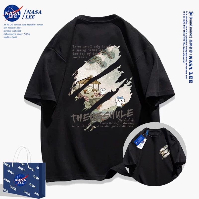 Japanese Cartoon ChiiKawa Casual Style T-Shirt Series | Chiikawa Hachiware Usagi Japanese Picnic Front & Back - Kawaii Fashion Items