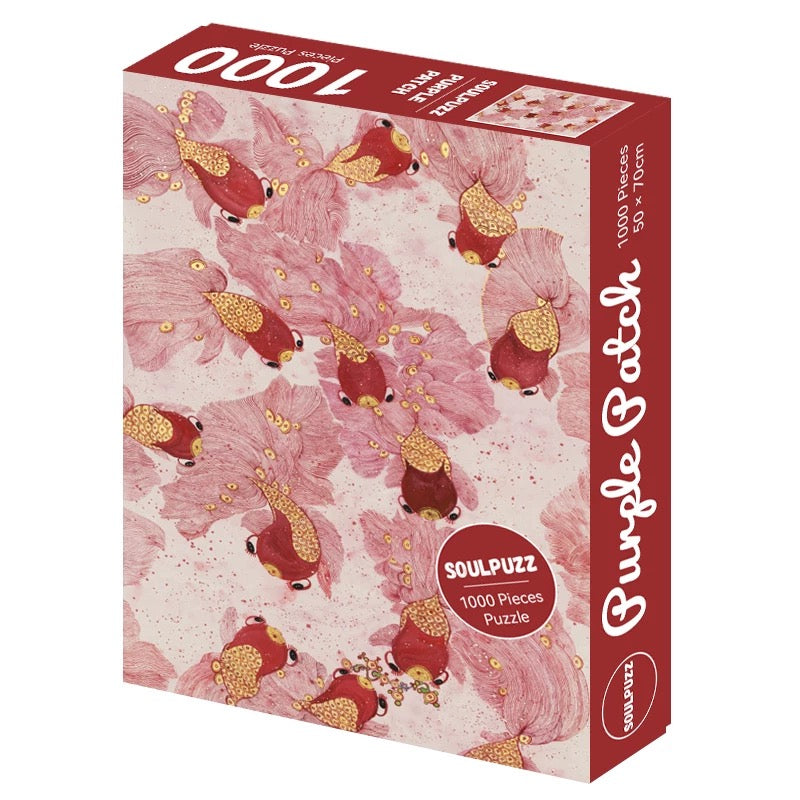 SOULPUZZ 1000 Pieces Puzzle | Koi Goldfish Purple Patch Shinning - Chinese Japanese Style Difficulty Decompression Couples Trendy Gifts Home Decoration KawaiiGiftLand