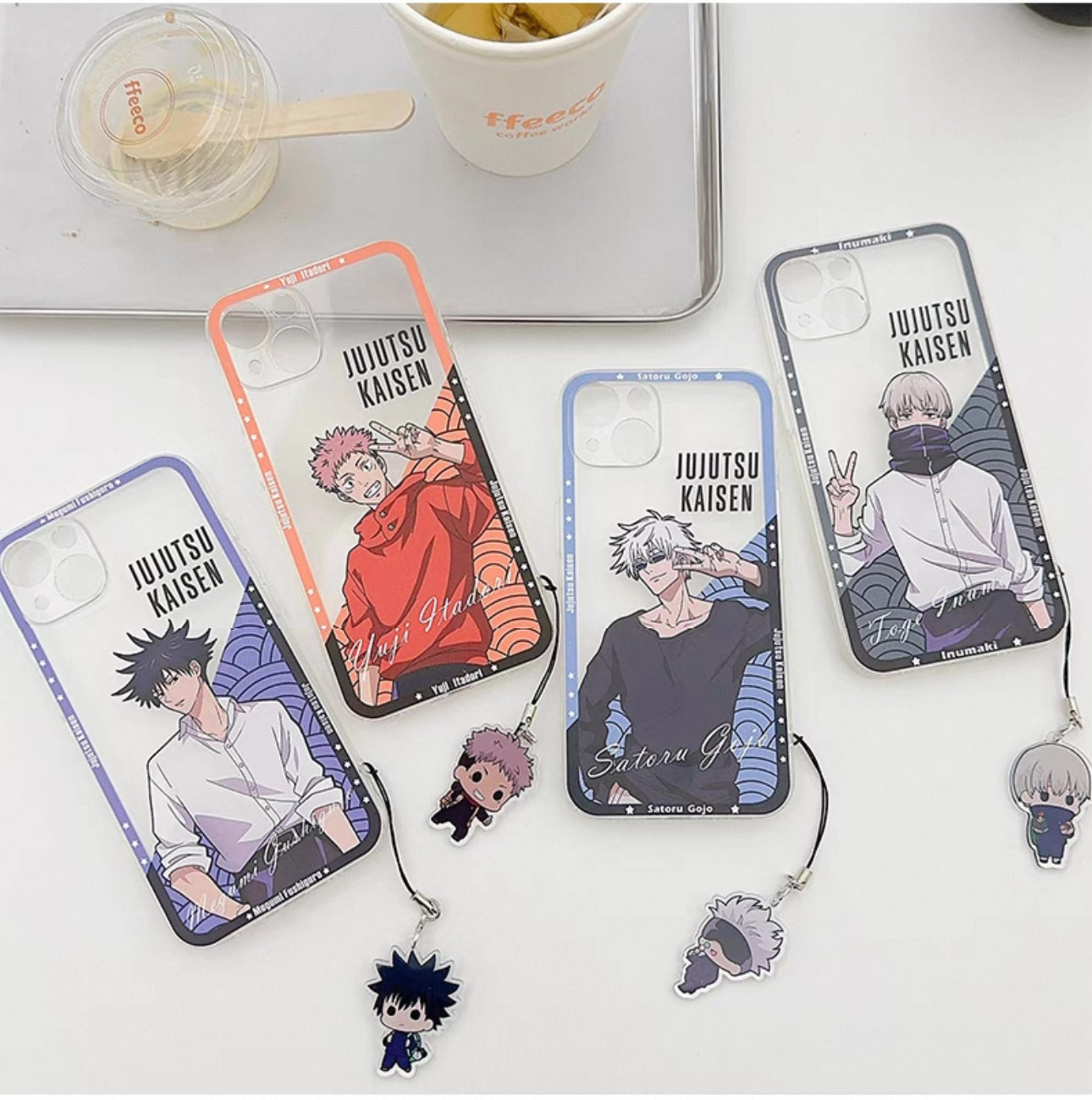 Japanese Anime Jujutsu Kaisen Clean Phone Case with Strap | Satoru Yuji Megumi Inumaki Toge - iPhone Case 7 8 PLUS SE2 XS XR X 11 12 13 14 15 16 Pro Promax 12mini 13mini KawaiiGiftLand