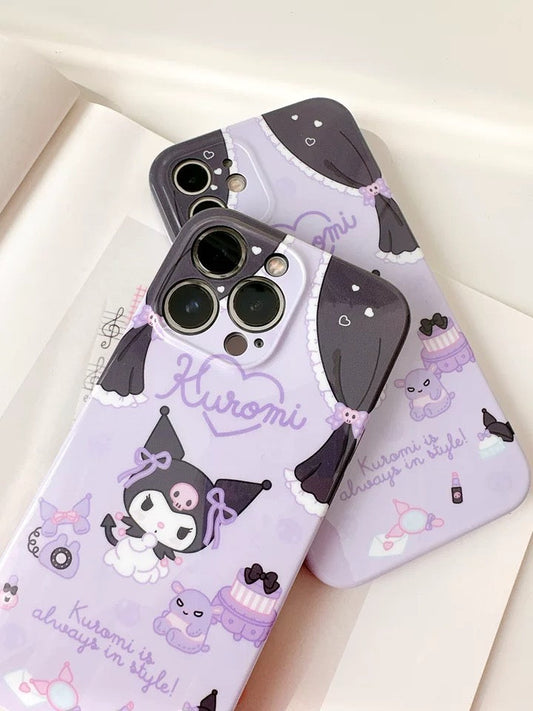 Japanese Cartoon Kuromi in Bedroom iPhone Case 11 12 13 14 Pro Promax KawaiiGiftLand