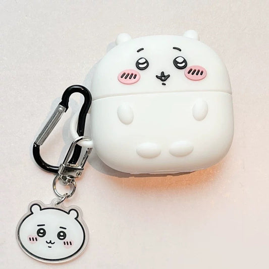 Japanese Cartoon ChiiKawa Silicon Airpods Case with Keychain | Chiikawa Hachiware Usagi - AirPods AirPodsPro AirPods3 AirPods4 Case KawaiiGiftLand