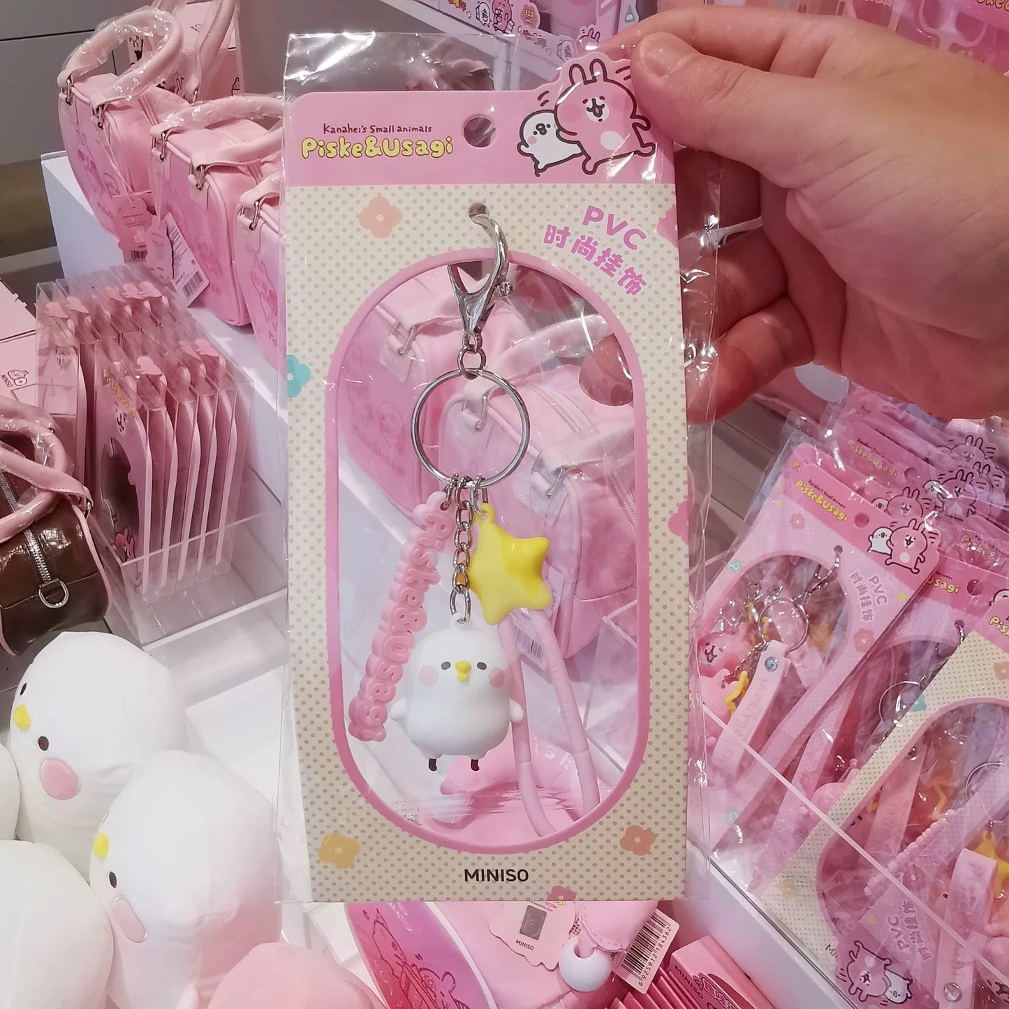 Kanahei X Miniso | Keychain with Star Usagi Piske Pink Rabbit White Chicken - 10cm Kawaii items KawaiiGiftLand