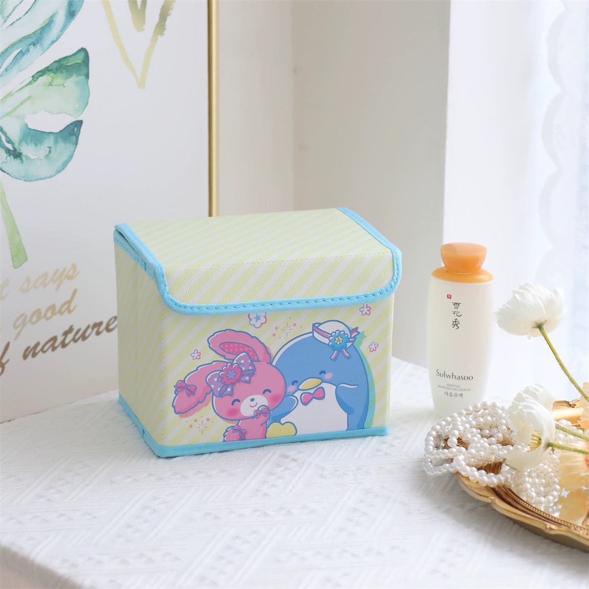 Japanese Cartoon Happy Comic Storage Box with Cover | Hello Kitty My Melody Kuromi Little Twin Stars Cinnamoroll Pompompurin Pochacco Hangyodon Sugar Bunnies - Bedroom Girl Gift KawaiiGiftLand
