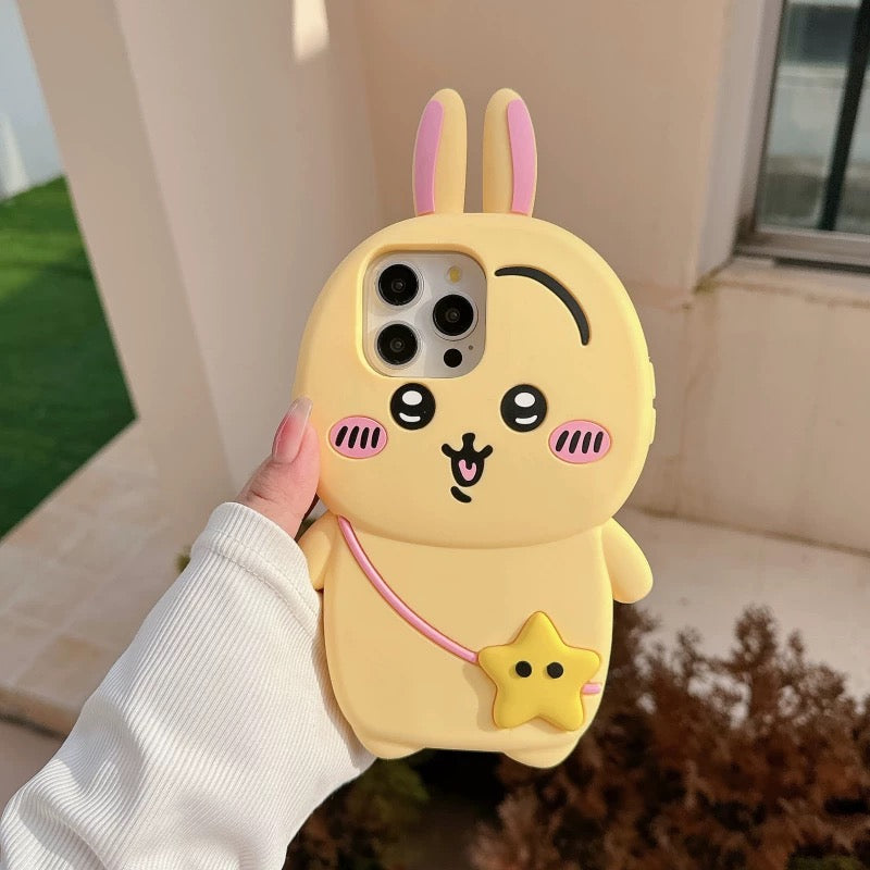Japanese Cartoon ChiiKawa Silicone | Outing with Bag Chiikawa Hachiware Usagi - iPhone Case 15 14 13 12 Pro ProMax KawaiiGiftLand