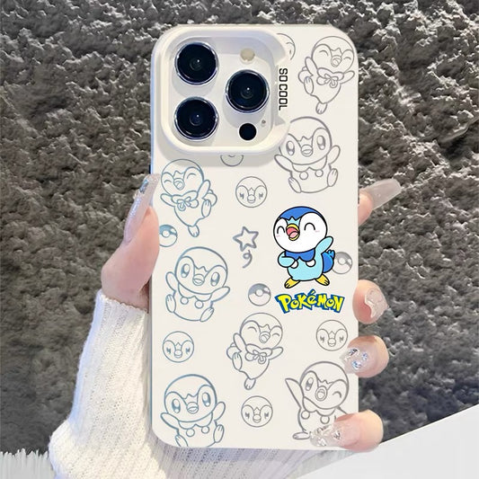 Japanese Cartoon Pokemon Matt & Silver Case Part2 | Psyduck Snorlax Gengar Piplup Rowlet Jirachi 6 Styles - Phone Case Samsung Galaxy S26 S25 S24 S23 S22 S21 FE Ultra Edge