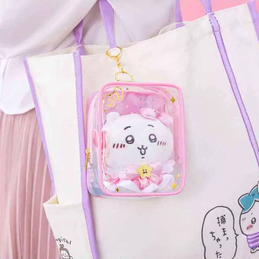 Japanese Cartoon Chiikawa Magic Girl Plastic Itabag Bag Keychain | ChiiKawa Hachiware Usagi Momonga Kurimanju - Kawaii Items Can Put in Dolls Keep Dolls Clean