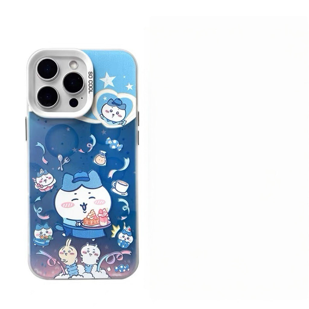 Japanese Cartoon ChiiKawa Cafe Waiter Laser Case | ChiiKawa Hachiware Usagi Momonga - iPhone Case 11 12 13 14 15 16 16e 17 17e Pro Promax