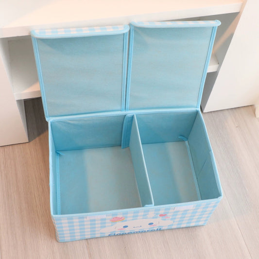 Sanrio Colourful Checkered Pattern Storage Box with Cover | Hello Kitty My Melody Kuromi Little Twin Stars Cinnamoroll Pompompurin Pochacco KeroKeroKeroppi Bad Badtz Maru - Bedroom Girl Gift