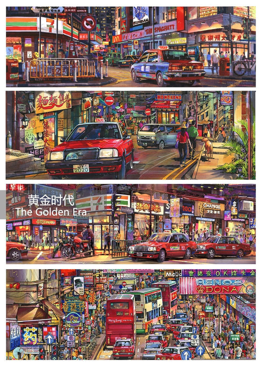 SOULPUZZ 1000 Pieces Puzzle | The Golden Era - Hong Kong City View Drawing Puzzle Difficulty Decompression Couples Trendy Gifts Home Decoration KawaiiGiftLand
