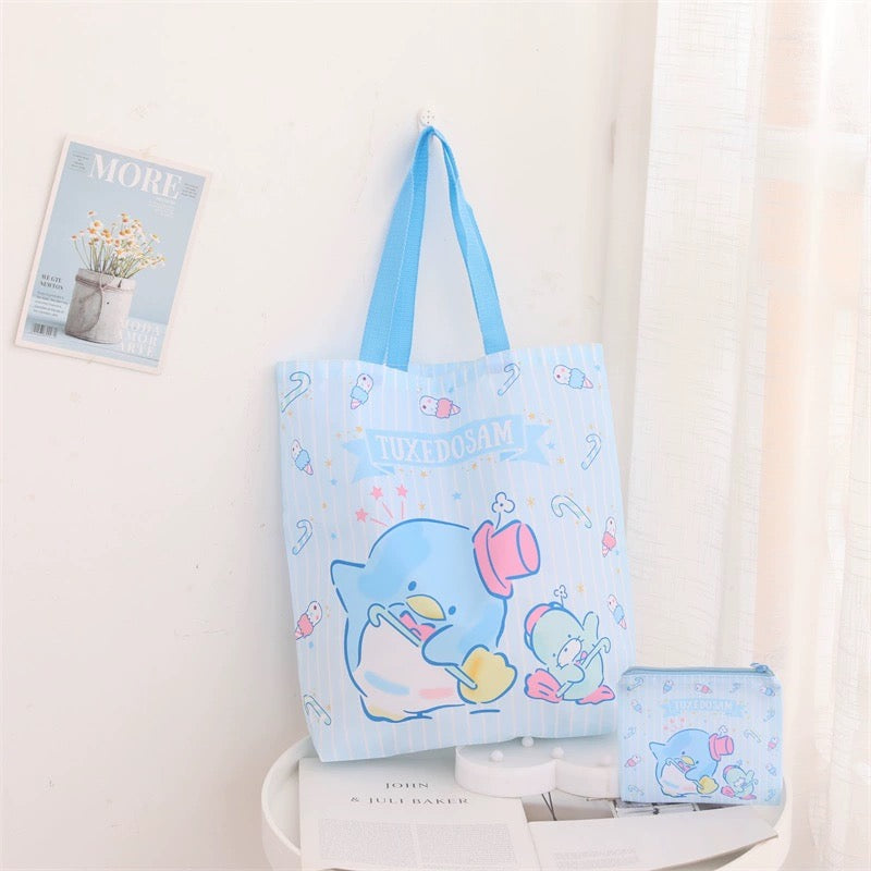 Japanese Cartoon Sweet Style Fold Up Tote Bag | Pompompurin Keroppi Hangyodon Bad Badtz Maru AhirunoPekkle Tuxedosam - Kawaii Little Bag KawaiiGiftLand
