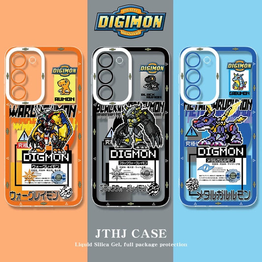 Anime Digimon Digital Monster Pixel Game Version | Black War Greymon Metal Garurumon Angewomon - Phone Case Samsung Galaxy S26 S25 S24 S23 S22 S21 FE Ultra Edge
