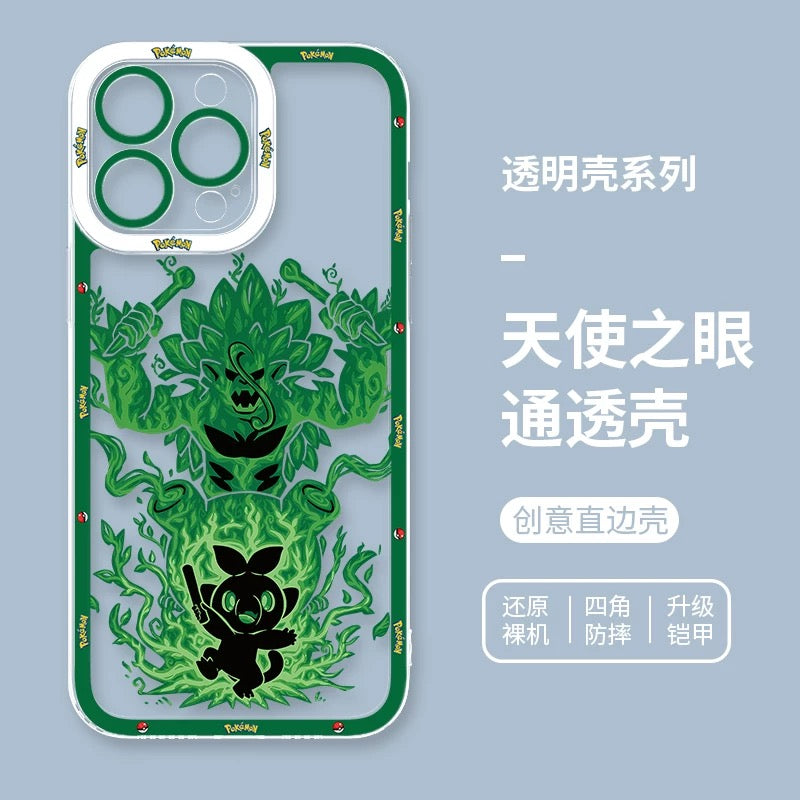 Japan Cartoon Pokemon Evolution Soul Version | Rowlet Decidueye Treecko Sceptile Tepig Emboar Oshawott Samurott Popplio Primarina Grookey Rillaboom Zorua Zoroark Mudkip Swampert - iPhone Case PLUS SE2 13 14 15 16 16e 17 17e Pro Promax 12mini 13mini