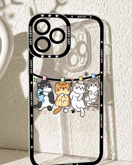 Lovely Cats Hanging iPhone Case 6 7 8 PLUS SE2 XS XR X 11 12 13 14 15 Pro Promax 12mini 13min KawaiiGiftLand