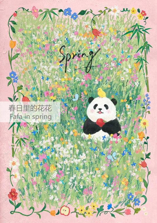 SOULPUZZ 500 Pieces Puzzle | Fafa in Spring - Panda with Flower Field Cute Animal Difficulty Stress Relief Couples Trendy Gifts Home Decoration KawaiiGiftLand