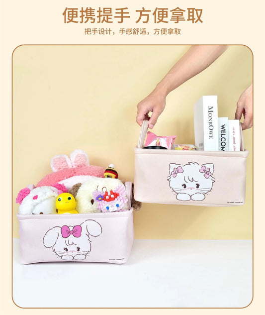 Mikko illustration Characters Fold Storage Basket | Bear Latte Dog Souffie Kitten Mousse Rabbit Cammy - Bedroom Girl Gift
