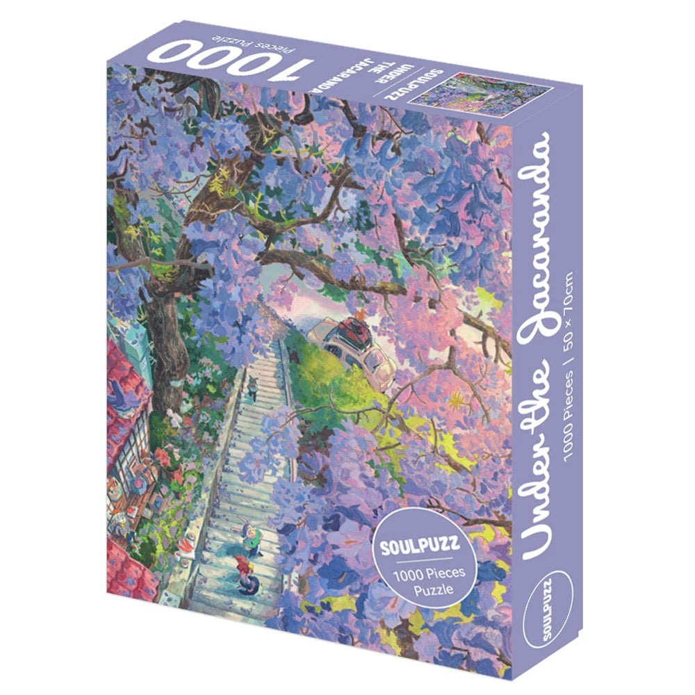 SOULPUZZ 1000 Pieces Puzzle | Under The Jacaranda - Purple Tree View Difficulty Decompression Couples Trendy Gifts Home Decoration KawaiiGiftLand
