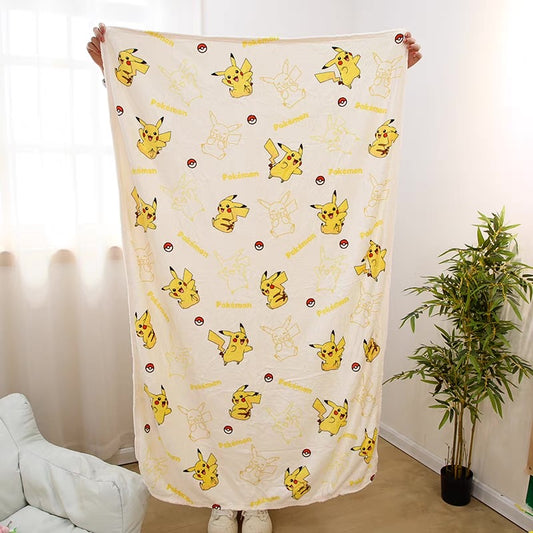 Japan Cartoon Pokemon | Pikachu Plush Doll With Furry Blanket - Mascot Plush Doll Kawaii Decoration