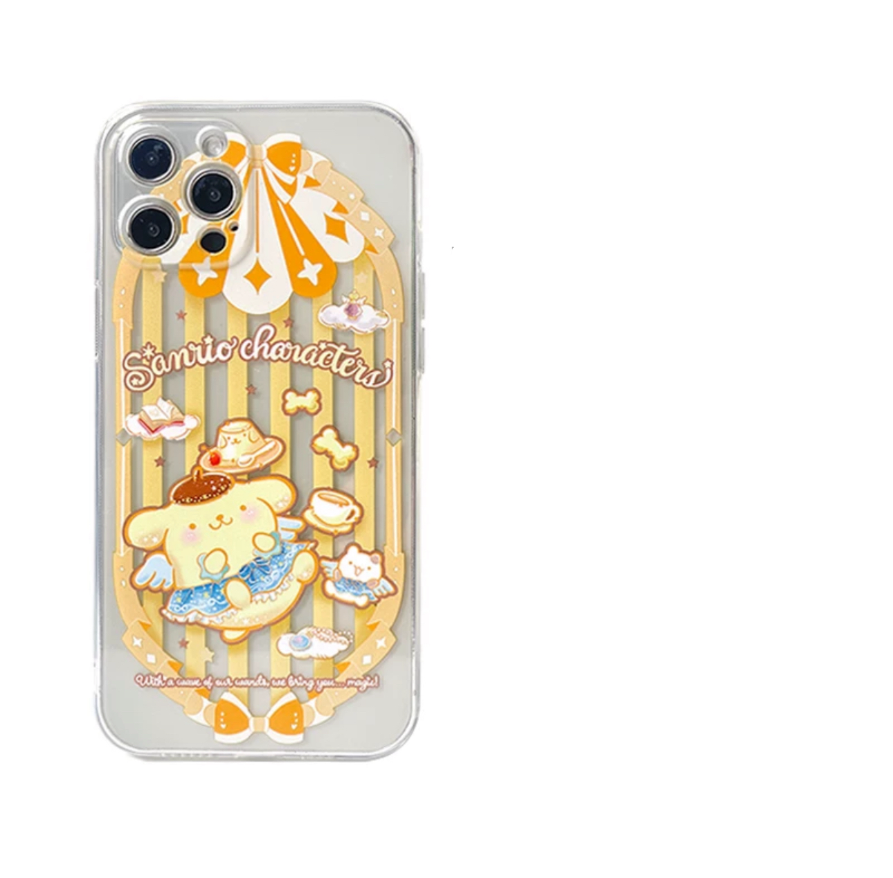 Japanese Cartoon Sanrio Magic School | Pompompurin Wizard Laser Colour Clear - iPhone Case 11 12 13 14 15 16 Pro Promax KawaiiGiftLand
