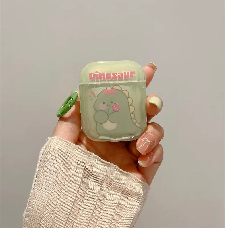 Japanese Cartoon Fun Pastel Colour Chick Duck Honey Bee Dinosaur - AirPods AirPodsPro AirPods3 Case Orange Yellow Blue Green KawaiiGiftLand