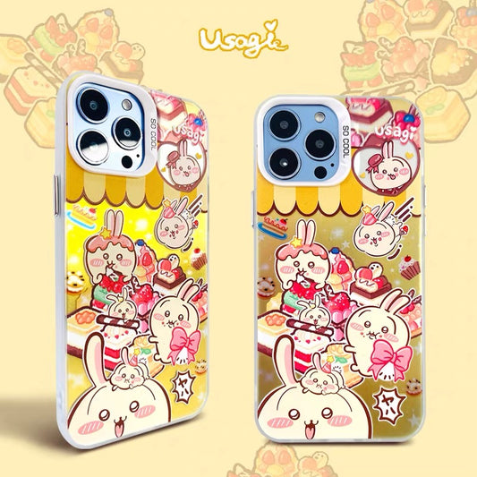 ちいかわとSWEETSハッピーデイ レーザーケース | ちいかわ ハチワレ うさぎ - iPhoneケース 11 12 13 14 15 16 16e 17 17e Pro Promax