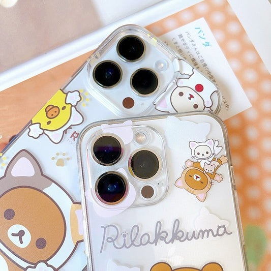 Japanese Cartoon Neko Cat Rilakkuma iPhone Case 7 8 PLUS SE2 XS XR X 11 12 13 14 15 16 Pro Promax mini SE3 KawaiiGiftLand