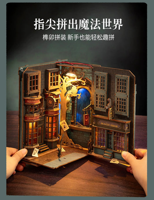 Craft Kits Wooden Booknook & Wonderland | Magic House - DIY Handmade Mini World Miniature Gift with LED Light KawaiiGiftLand