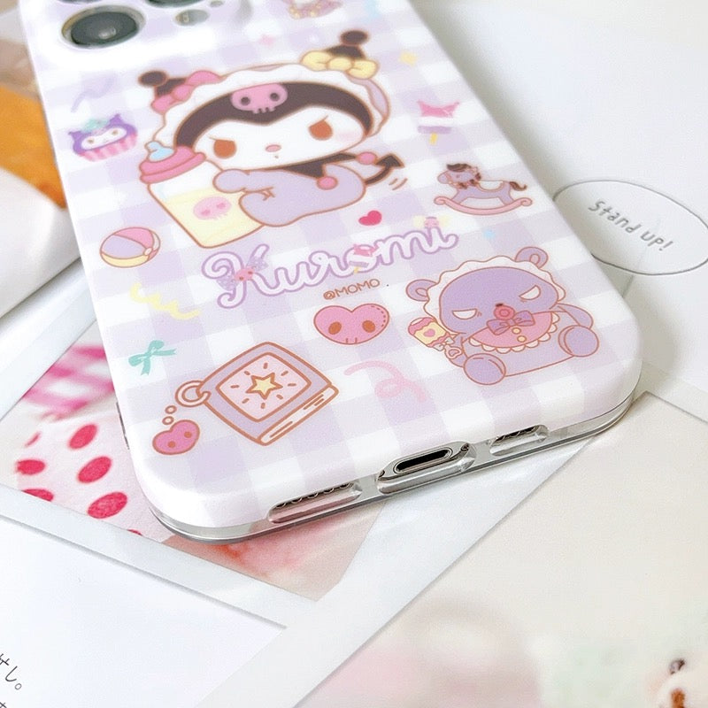 Japanese Cartoon Sweet Cute Baby Style | Kuromi Cinnamoroll Hangyodon - Colour Matt iPhone Case 14 13 Pro Promax KawaiiGiftLand