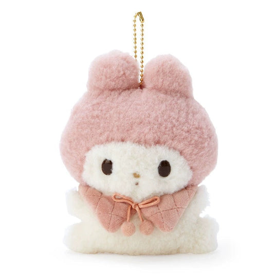 Sanrio Winter Style Collar Keychain | My Melody Kuromi Cinnamoroll Pompompurin Pochacco - Small Plush Doll Keychain KawaiiGiftLand