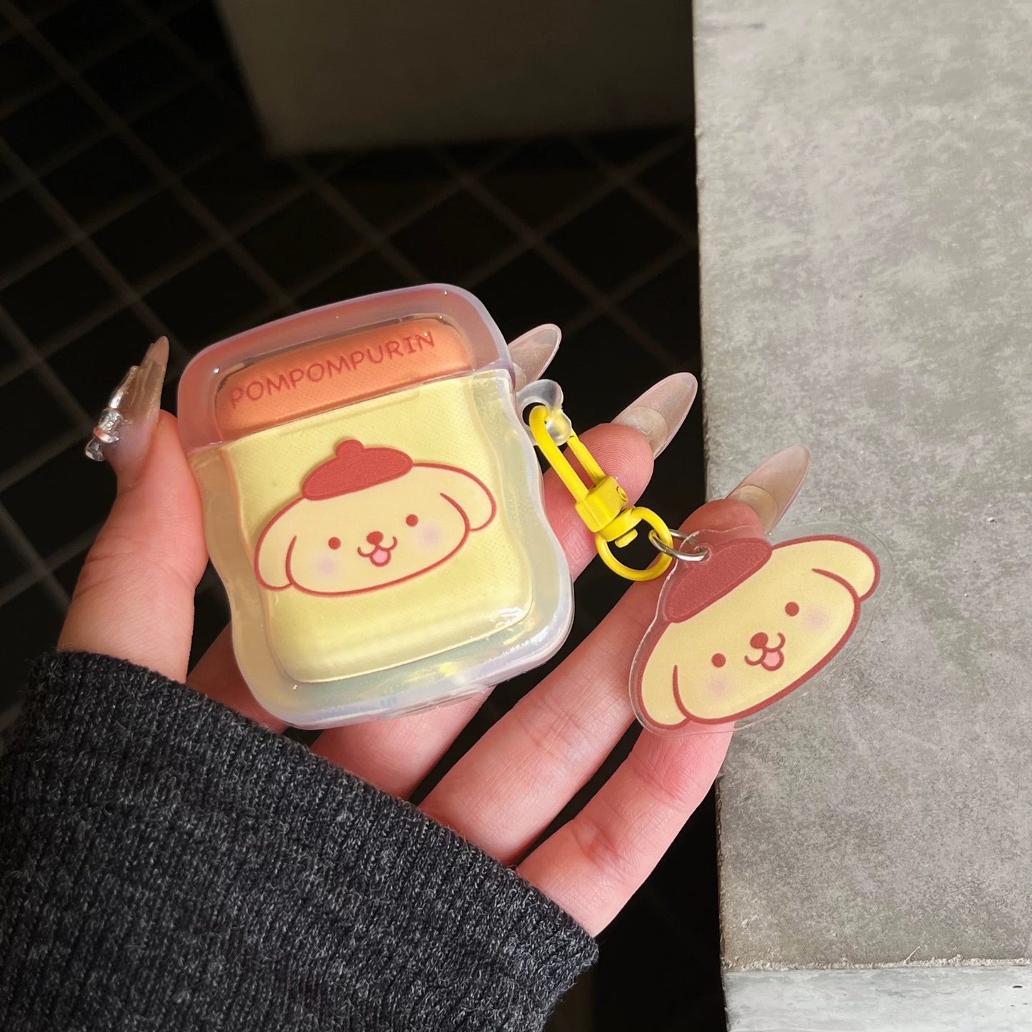 Japanese Cartoon Jelly Style My Melody Kuromi Cinnamoroll Pompompurin Pink Purple Blue Yellow with Keychain - AirPods AirPodsPro AirPods3 AirPods4 Case KawaiiGiftLand